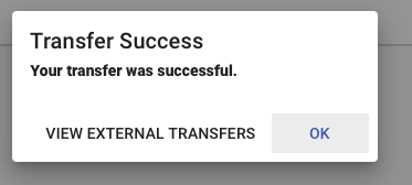 Transfer success message
