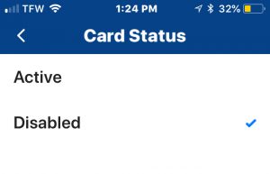 Disable card